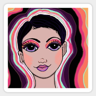 colorful female portait Sticker